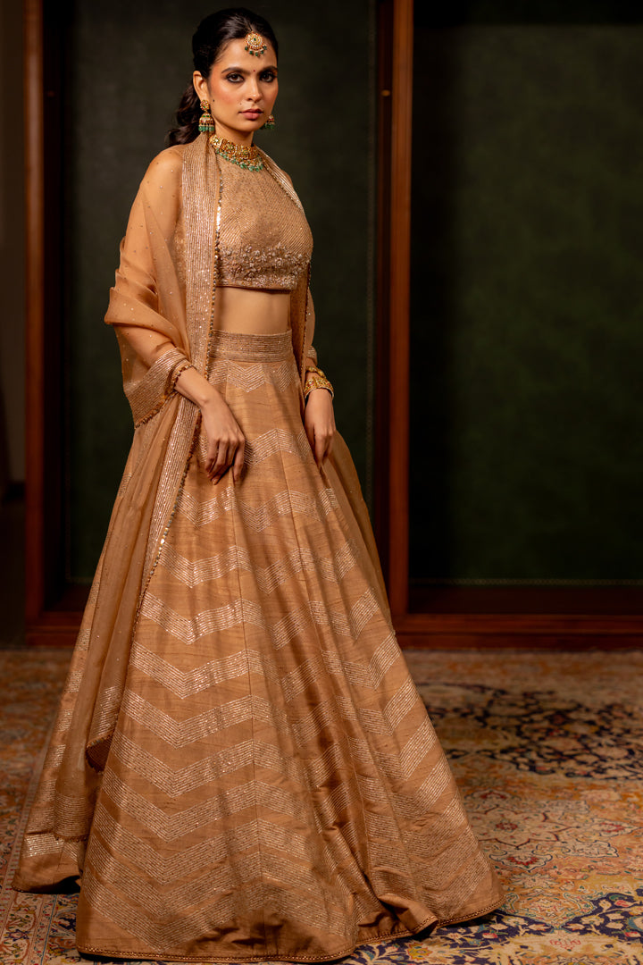 "CHANDAN" - BEIGE LEHENGA SET