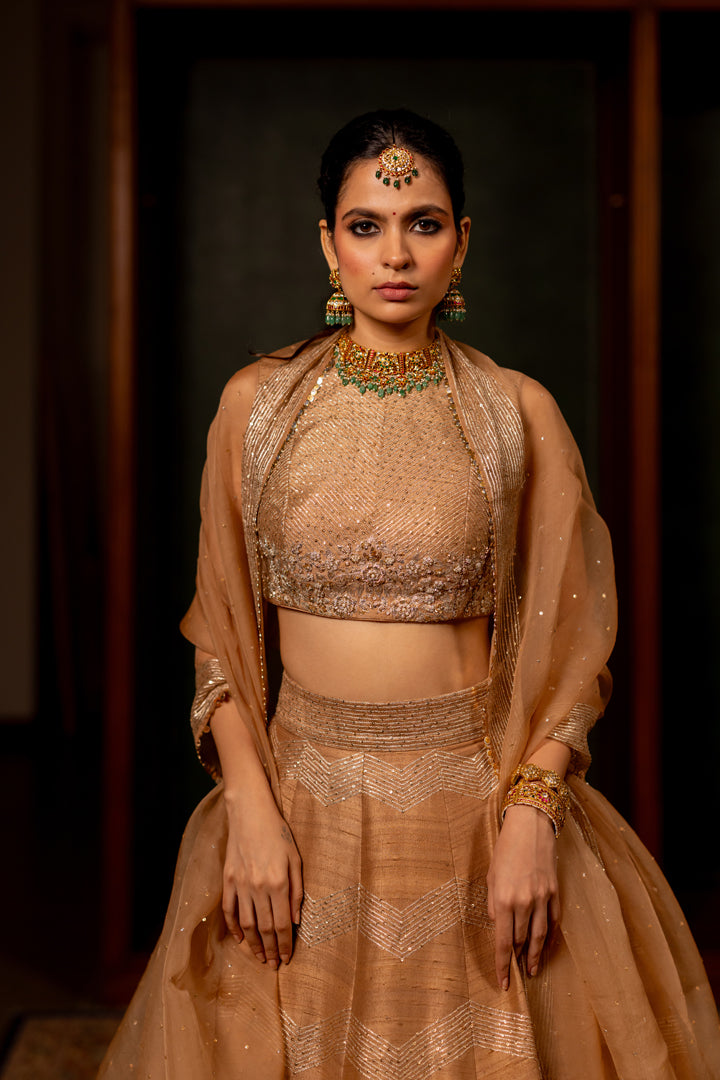 "CHANDAN" - BEIGE LEHENGA SET