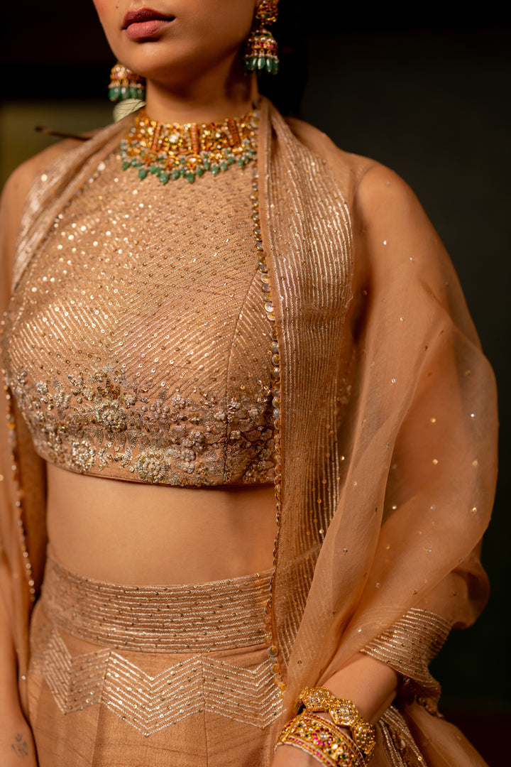 "CHANDAN" - BEIGE LEHENGA SET