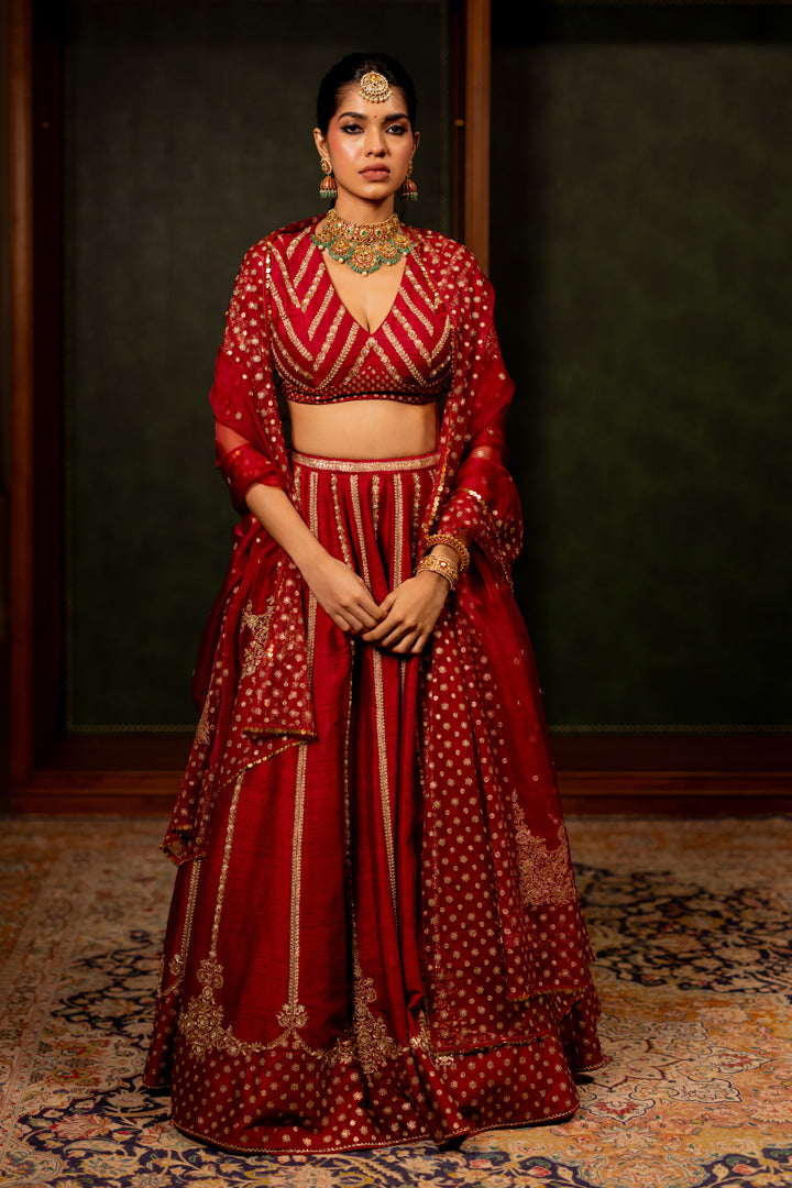 "AVNI" - MAROON LEHENGA SET