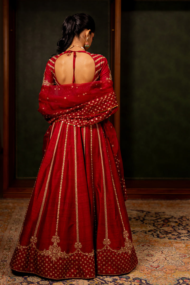 "AVNI" - MAROON LEHENGA SET