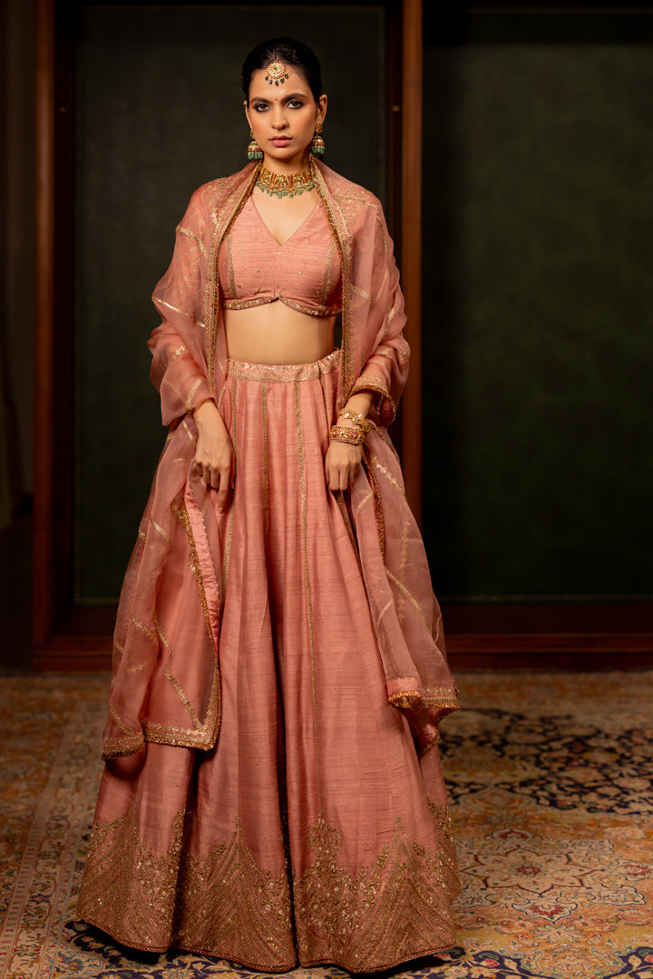 "ROOH" - DULL PINK LEHENGA SET
