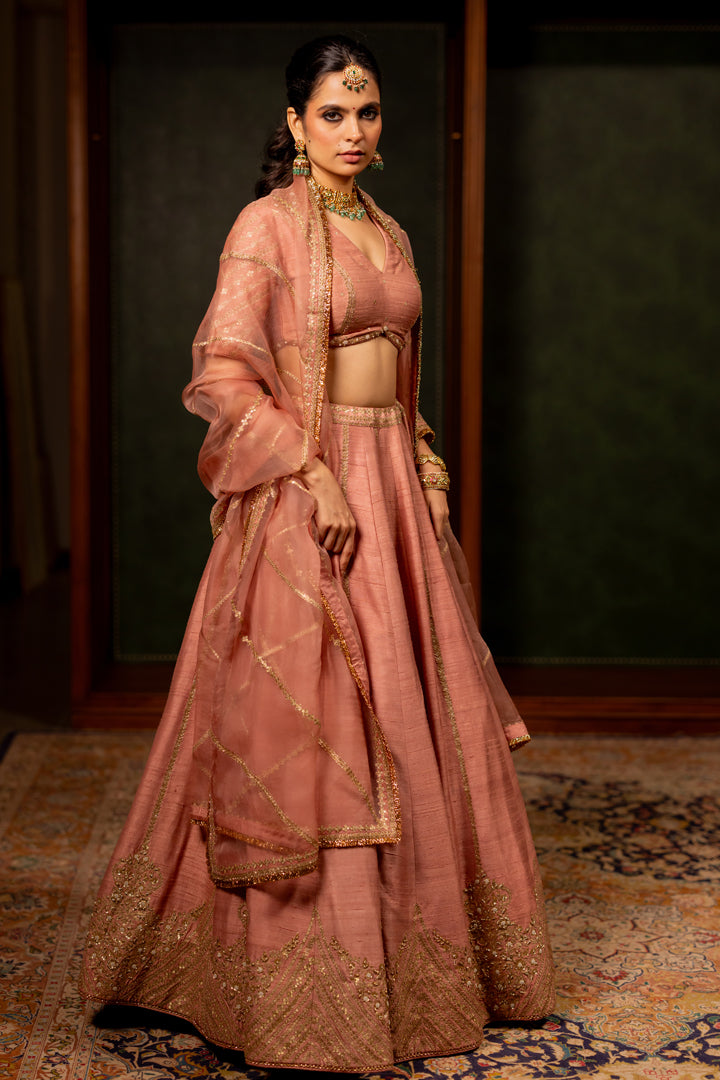 "ROOH" - DULL PINK LEHENGA SET