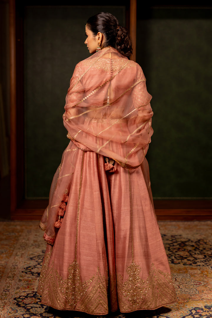 "ROOH" - DULL PINK LEHENGA SET