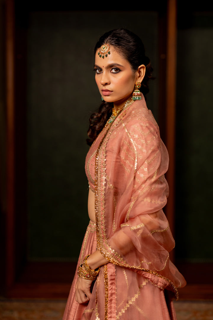 "ROOH" - DULL PINK LEHENGA SET