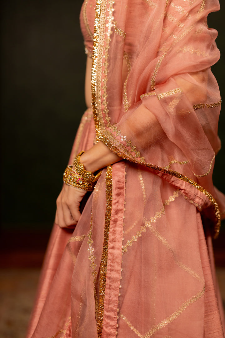 "ROOH" - DULL PINK LEHENGA SET