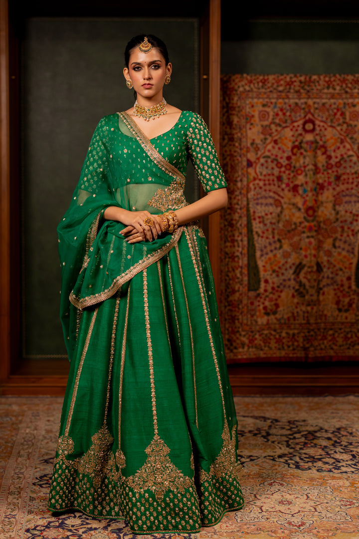 "IRA" - EMERALD GREEN LEHENGA SET