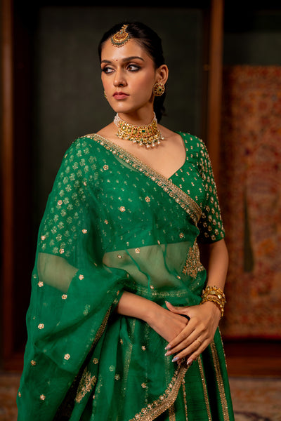 "IRA" - EMERALD GREEN LEHENGA SET