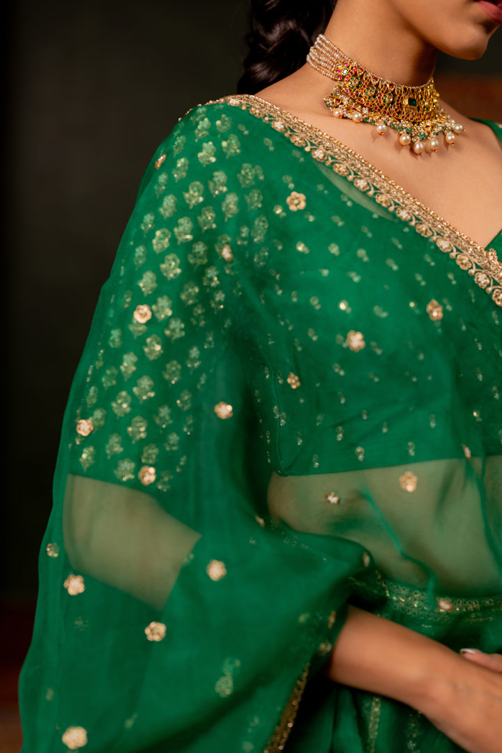 "IRA" - EMERALD GREEN LEHENGA SET