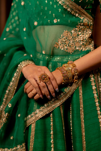 "IRA" - EMERALD GREEN LEHENGA SET