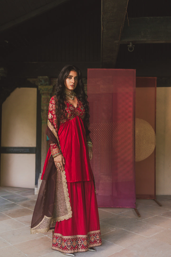 BROWN TEAL GUL CORNERS DUPATTA – Pooja Keyur