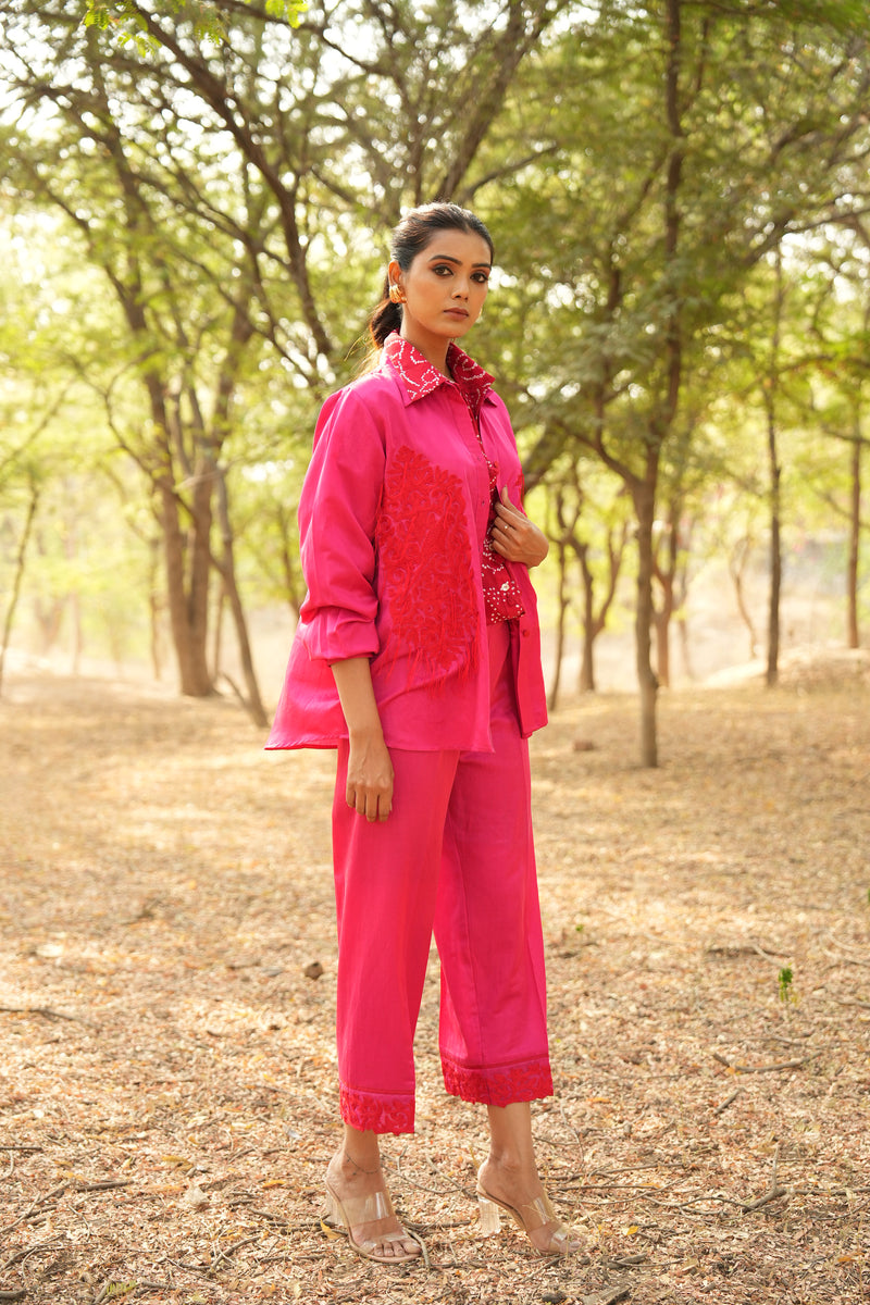 Parinde Pink Embroidered Shirt