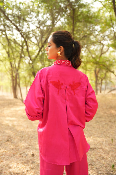 Parinde Pink Embroidered Shirt