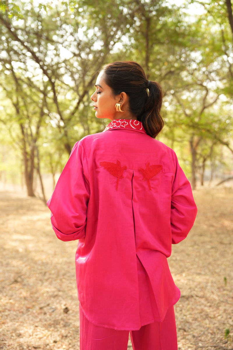 Parinde Pink Embroidered Shirt