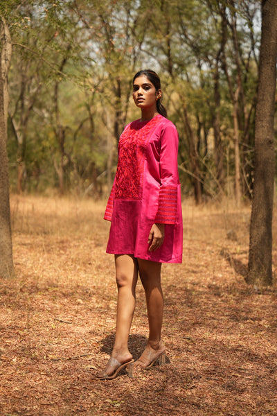 Parinde Pink Embroidered Dress