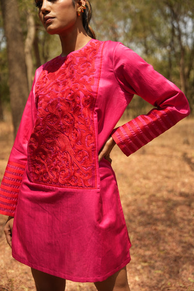 Parinde Pink Embroidered Dress