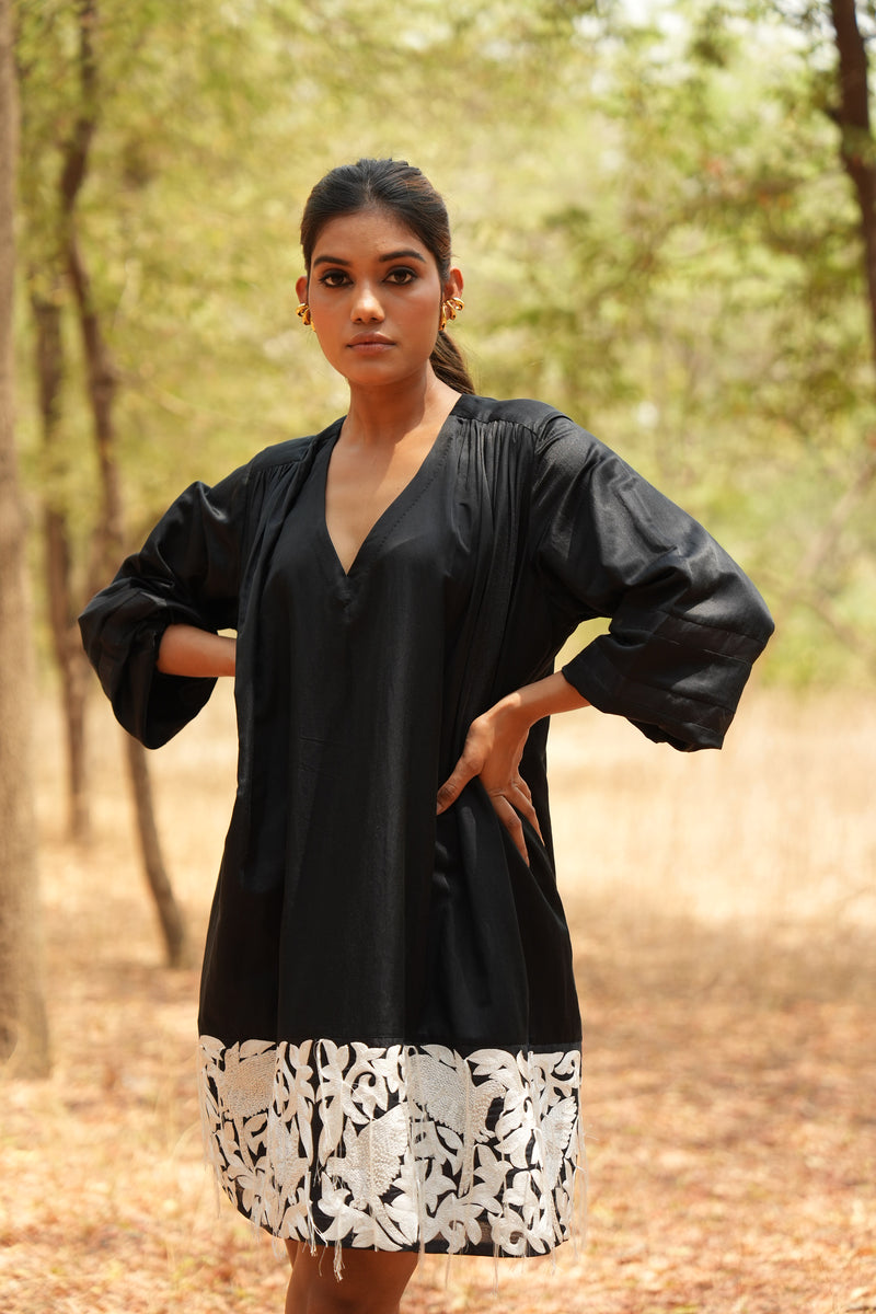 Parinde Black Embroidered Dress