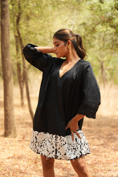 Parinde Black Embroidered Dress