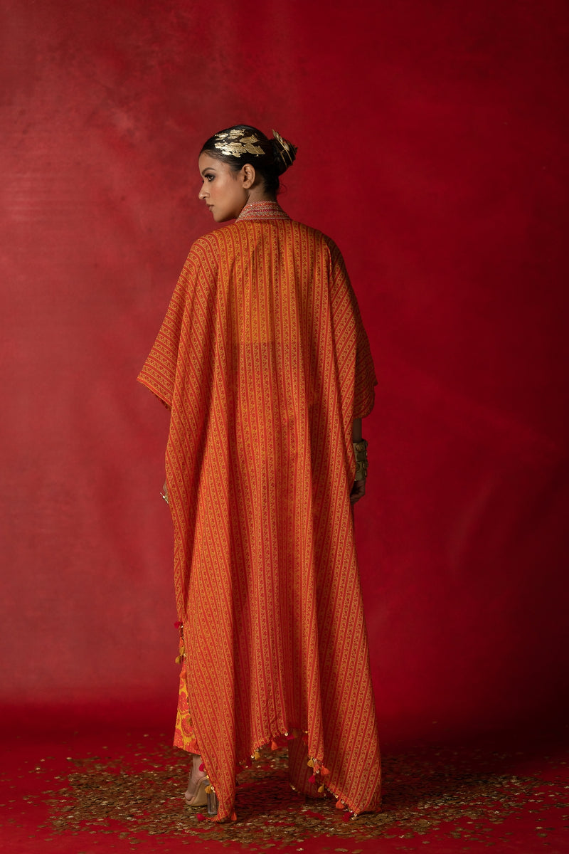 Spice market cape with crop top and pants