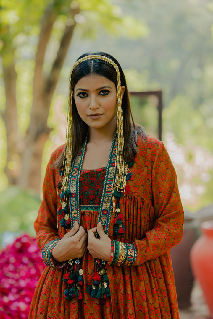 Meraki Mustard Print Sleeveless Top With Printed Pants