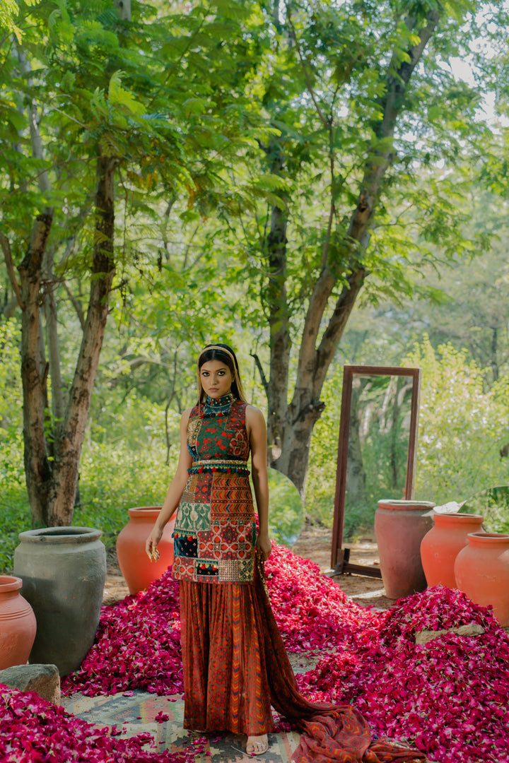 Meraki Patchwork Kurta With Sharara